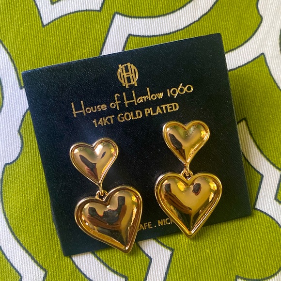 House of Harlow Double Heart Earrings - Picture 1 of 9